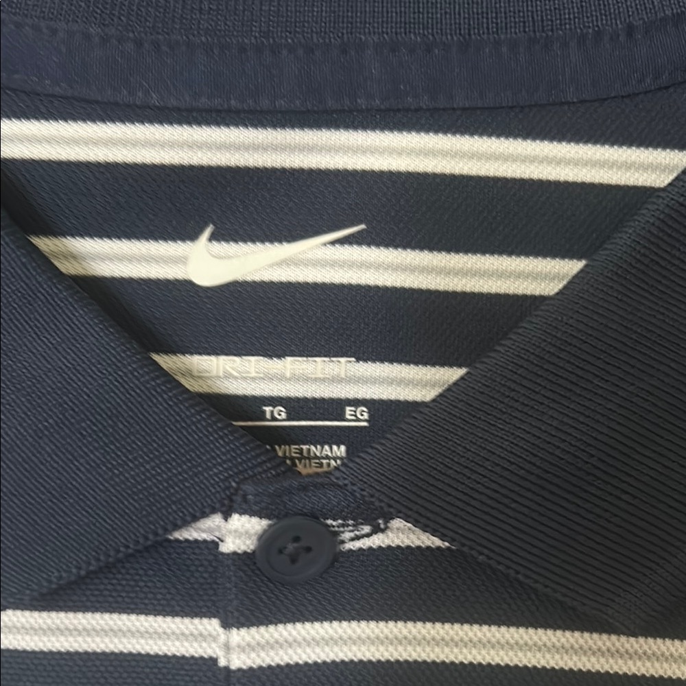 Nike Black and White Striped Men's Polo Shirt - Picture 2 of 3